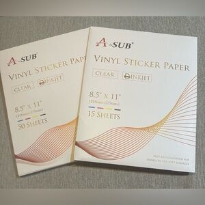 A-SUB Vinyl Sticker Paper 8.5" x 11" Waterproof- two packs (total 65 sheets)